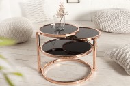 Design salontafel ART DECO III 155 cm met 3 niveaus koper zwarte salontafel