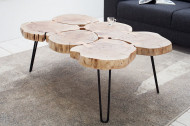 Design salontafel GOA 110cm acacia boomstam plakjes 4 cm tafelblad