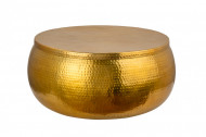 Handgemaakte salontafel met opbergruimte STORAGE 70cm goud gehamerd design