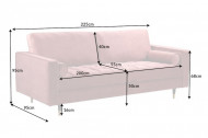 Luxe design 3-zitsbank 225 cm zitcomfort pocketvering bekleding fluweel stof oudroze