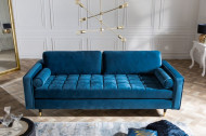Luxe design 3-zitsbank 225 cm zitcomfort pocketvering stof fluweel aqua