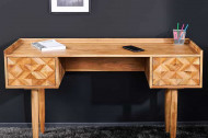 Massief houten bureau ALPINE 135 cm natuurlijke acaciahoningafwerking met opberglades
