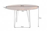Massieve eettafel MAKASSAR 120cm sheesham rond met haarspeldpoten