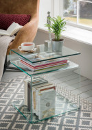 Moderne Bijzettafel in Glas Z vorm te gebruiken in meerdere varianten
