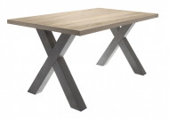 Moderne Industriële eettafel 140 cm eiken look met X-poten