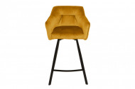 Retro barkruk LOFT 100 cm fluweel mosterdgele barkruk met armleuningen