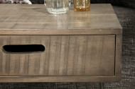 Retro bijzettafel SCORPION 50 cm grijs mangohouten haarspeldpoten met lade