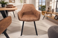 Retro stoel PALERMO vintage lichtbruin met armleuningen en sierstiksels