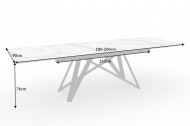 Uitschuifbare eettafel ATLAS 180-220-260 cm keramiek blad in marmerlook Grijs/Wit
