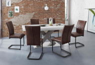 Uitschuifbare wit mat Eettafel "Comfort C", 180-280 cm met X-onderstel in grafiet 180-280 cm