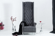 Barokke Troonstoel antiek grijs met decoratieve doorgestikte Chesterfield fauteuil