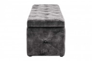 Chesterfield bedbank EXTRAVAGANCIA 140 cm grijs fluweel met opbergruimte