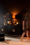 Dressoir 4 Deuren Mango Hout/Ijzer Zwart/Goud 160cm