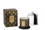 Geurkaars Bel Midnight Deluxe Sapphire Amber Tea Glas Zwart/Goud Medium-45h