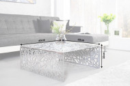 Handgemaakte salontafel ABSTRACT 60cm aluminium, zilverkleurig in het spleetdesign