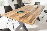 Industriële eettafel MONTREAL 180cm eiken look met zwarte X-poten