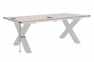 Massief houten salontafel MAMMUT 120 cm acaciahoning afwerking X-frame zwart tafelblad 2,5 cm