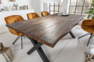 Massieve eettafel GENESIS VINTAGE 200cm acaciahout bruin met X-poten