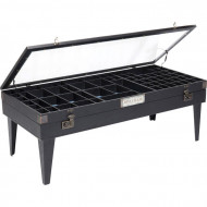 Salontafel Collector Zwart 122x55cm met vakjes en wijnhouder