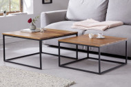 Set van 2 design salontafels ELEMENTS 75cm Sheesham stone finish