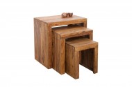 Sheesham Hout bijzettafels MAKASSAR set van 3 45 cm