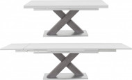 Uitschuifbare wit mat Eettafel "Comfort C", 180-280 cm met X-onderstel in grafiet 180-280 cm