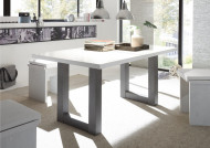 Uitschuifbare Witte matte lak eettafel 160-210cm U-vormig onderstel