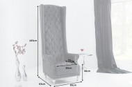 Barokke Troonstoel antiek grijs met decoratieve doorgestikte Chesterfield fauteuil