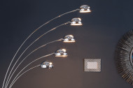 Design booglamp FIVE LIGHTS 205 cm zilveren vloerlamp met marmeren voet