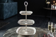 Design taartplateau ORIENT 44 cm zilver met drie verdiepingen