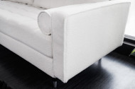 Design Teddy witte stof 3-zitsbank 220 cm zitting pocketvering met zwarte poten