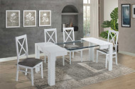 Eettafel 90x90 verlengbaar naar 180cm in hoogglans wit-wit