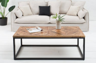 Elegante salontafel INFINITY HOME 100 cm natuurlijk mangohout met visgraatpatroon