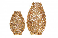 Filigraan vazen set van 2 ABSTRACT BLAD 40cm goud handgemaakt