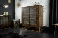 Massief highboard Shiny 100cm mangohout met agaatsteen afwerking