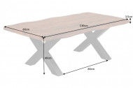 Massieve boomstam salontafel MAMMUT 110cm Acacia Honing afwerking zwart X-frame