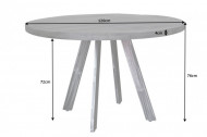 Massieve eettafel 120cm rond grijs mangohout gebogen poten