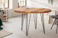 Massieve eettafel MAKASSAR 120cm sheesham rond met haarspeldpoten