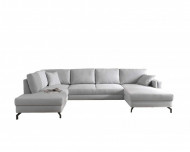 Moderne Lounge Hoekbank stof lichtgrijs Panoramische Salon stof Licht Grijs 348 cm