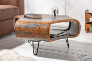 Retro salontafel LIVING 70 cm grijze rookafwerking Sheesham palissander met haarspeldpoten