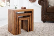Sheesham Hout bijzettafels MAKASSAR set van 3 45 cm