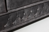 Chesterfield 3 zits bank 205cm grijs velours met knoopstiksels en binnenveren
