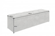 Chesterfield bedbank EXTRAVAGANCIA 140 cm grijs fluweel met opbergruimte