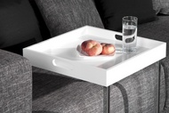 Design bijzettafel CIANO 40cm wit chroom dienbladtafel