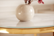 Design bijzettafel set van 2 ELEGANCE 50cm wit kristalglas met marmer decor gouden frame