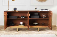 Design dressoir GATSBY 160cm bruin mat goud mangohout retro