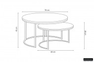 Design salontafel set van 2 ELEGANCE 70cm wit met marmer decor messing gouden frame
