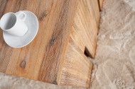 Elegante bijzettafel 30cm acaciahout geborstelde poef