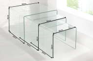 Glazen Salontafel met bijzettafels set van 3 60cm