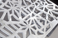 Handgemaakte salontafel ABSTRACT 60cm aluminium, zilverkleurig in het spleetdesign